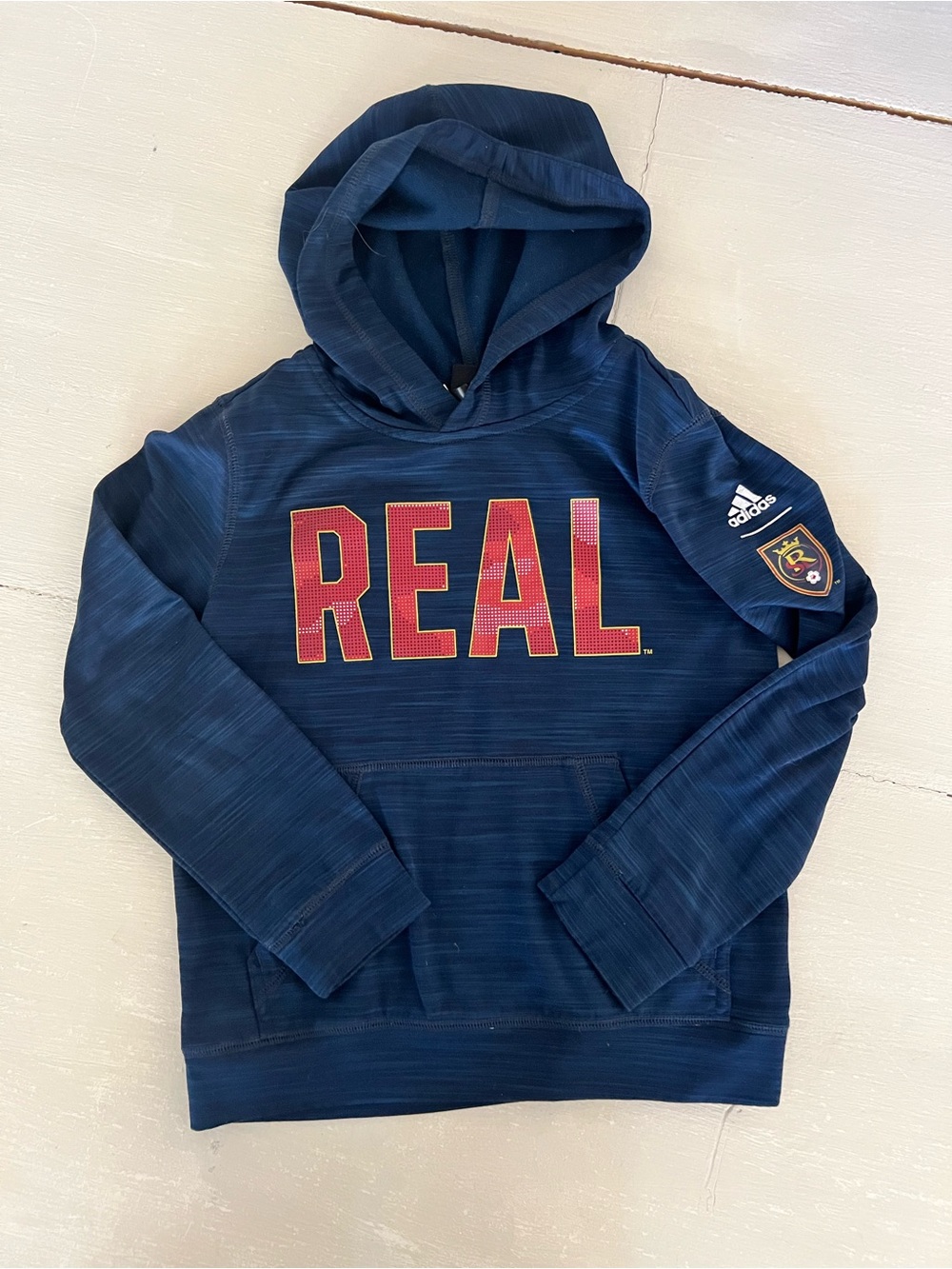 adidas Real Salt Lake RSL REAL Hoodie Youth Small 8 Navy MLS Soccer